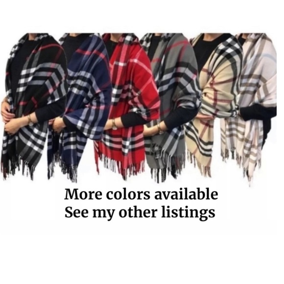 Gray Classic Plaid Giant Check Scarf - Picture 5 of 8